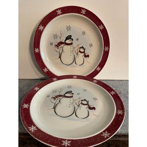 2 Vintage Royal Seasons Stoneware Snowmen Plates  10"   # 1722
